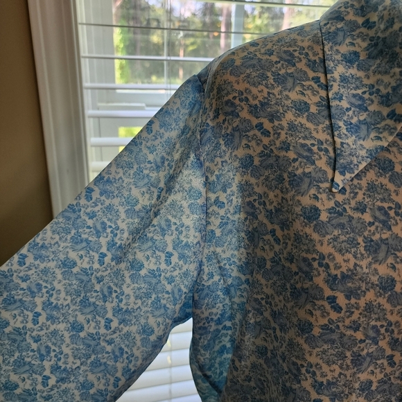 Levis size XL blouse top vintage floral blue and white longsleeve button up - Picture 8 of 8